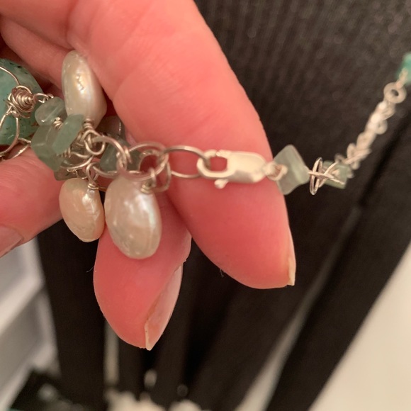 Hawaiian SS necklace & Earrings,Pearls, & stones - Picture 3 of 4